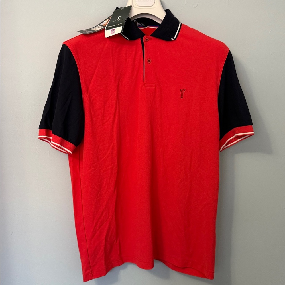 GOLFINO MEN'S SHORT SLEEVE POLO SIZE M/L RED MULTI NEW NWT GOLF